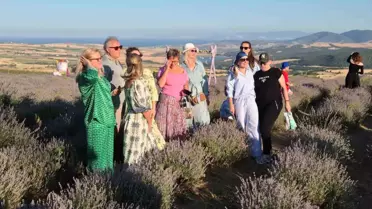 Rus Turistler Mor Lavanta Tarlalarında